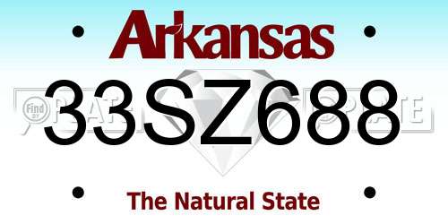 33SZ688 Arkansas License Plate