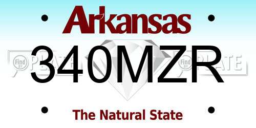 340MZR Arkansas License Plate