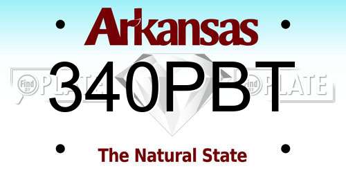 340PBT Arkansas License Plate