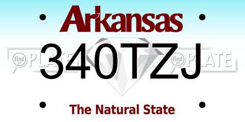 340TZJ Arkansas License Plate