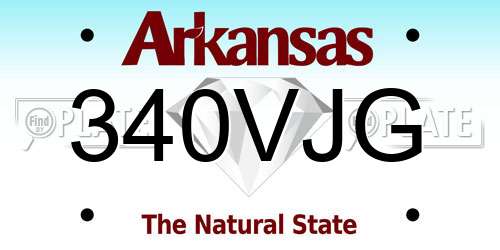 340VJG Arkansas License Plate