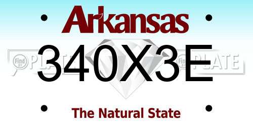 340X3E Arkansas License Plate