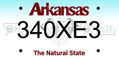 340XE3 Arkansas License Plate
