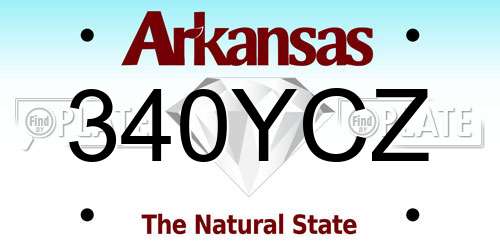340YCZ Arkansas License Plate