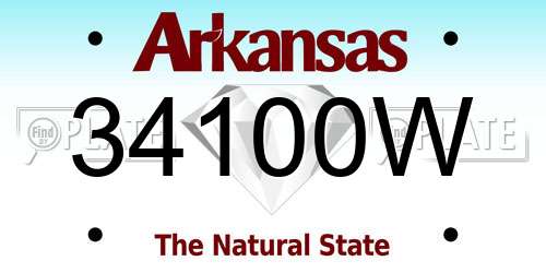 34100W Arkansas License Plate
