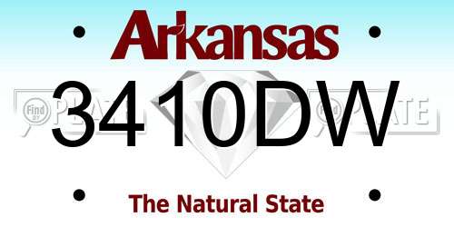 3410DW Arkansas License Plate