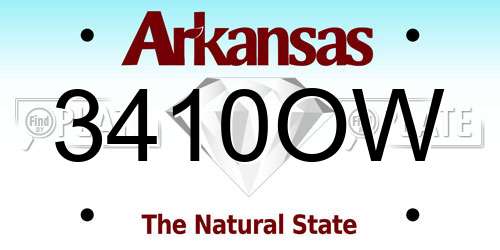 3410OW Arkansas License Plate