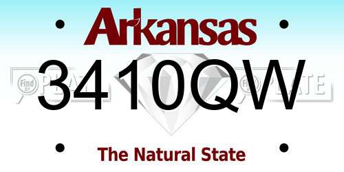 3410QW Arkansas License Plate