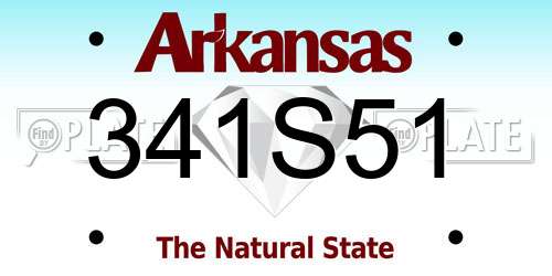 341S51 Arkansas License Plate