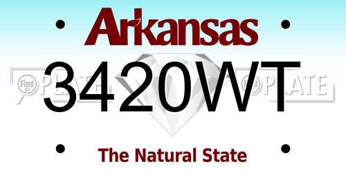 3420WT Arkansas License Plate