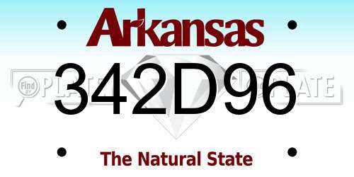 342D96 Arkansas License Plate