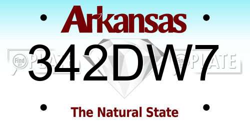 342DW7 Arkansas License Plate