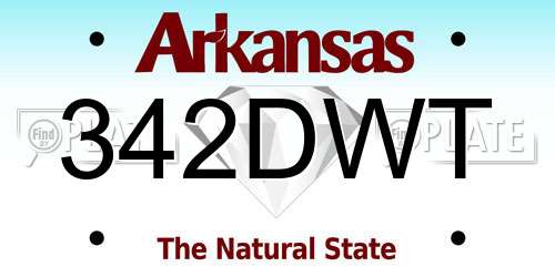 342DWT Arkansas License Plate