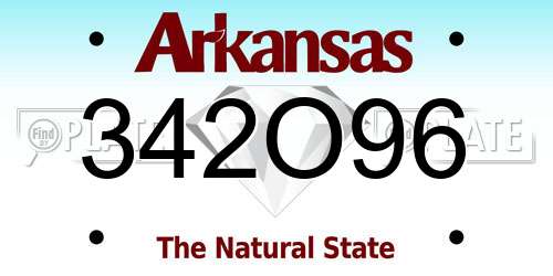 342O96 Arkansas License Plate