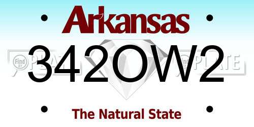 342OW2 Arkansas License Plate