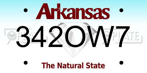 342OW7 Arkansas License Plate