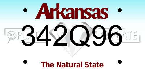 342Q96 Arkansas License Plate