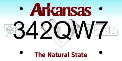 342QW7 Arkansas License Plate