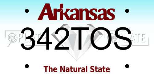 342TOS Arkansas License Plate