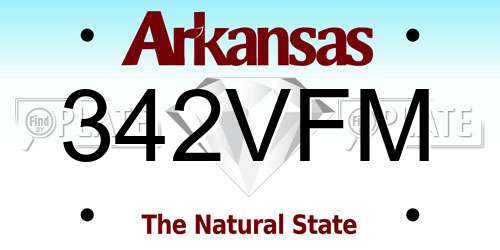 342VFM Arkansas License Plate