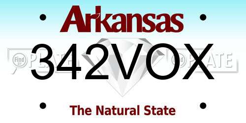 342VOX Arkansas License Plate
