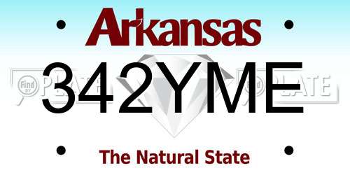 342YME Arkansas License Plate