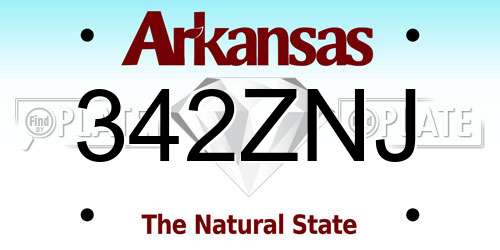 342ZNJ Arkansas License Plate