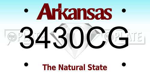 3430CG Arkansas License Plate