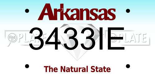 3433IE Arkansas License Plate