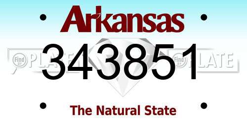 343851 Arkansas License Plate
