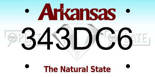 343DC6 Arkansas License Plate