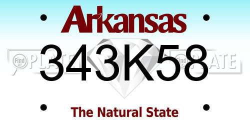 343K58 Arkansas License Plate