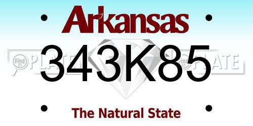 343K85 Arkansas License Plate