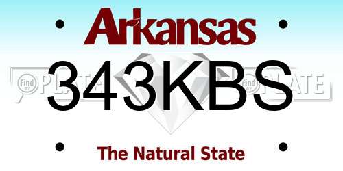 343KBS Arkansas License Plate