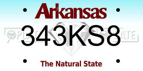 343KS8 Arkansas License Plate