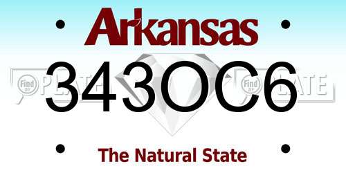 343OC6 Arkansas License Plate