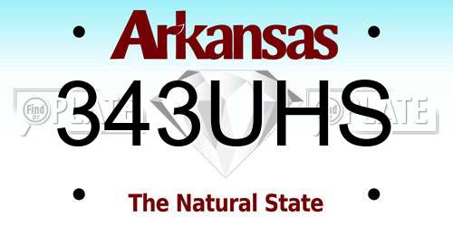 343UHS Arkansas License Plate