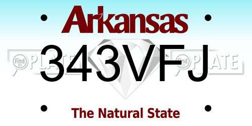 343VFJ Arkansas License Plate