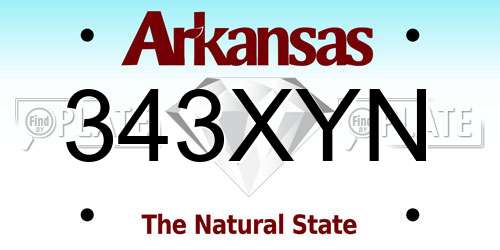 343XYN Arkansas License Plate