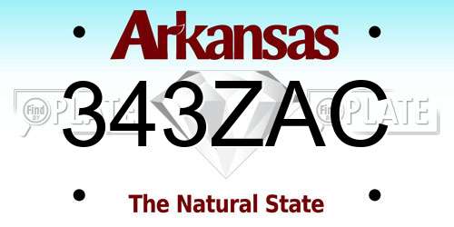 343ZAC Arkansas License Plate