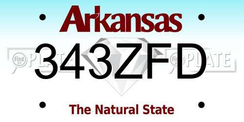 343ZFD Arkansas License Plate