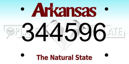 344596 Arkansas License Plate