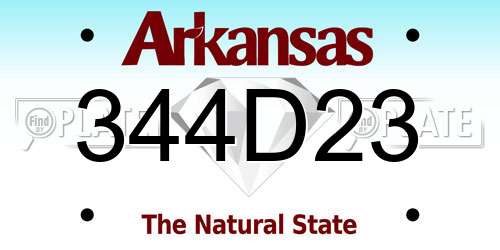 344D23 Arkansas License Plate
