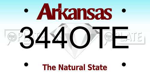 344OTE Arkansas License Plate