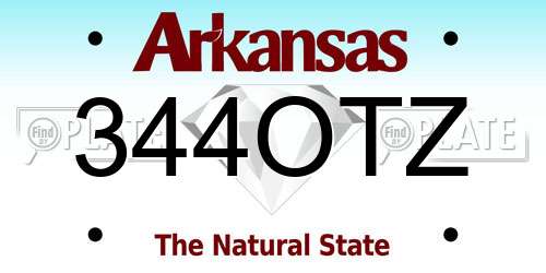 344OTZ Arkansas License Plate