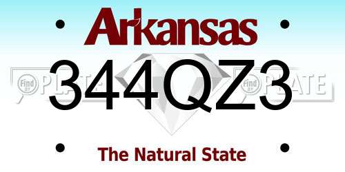 344QZ3 Arkansas License Plate
