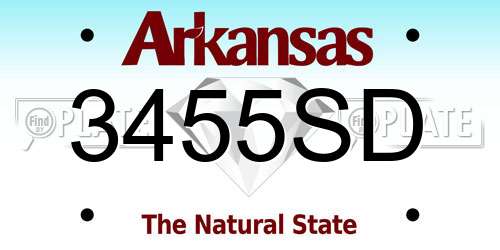 3455SD Arkansas License Plate