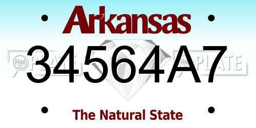 34564A7 Arkansas License Plate