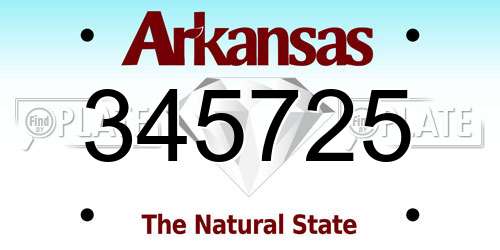 345725 Arkansas License Plate