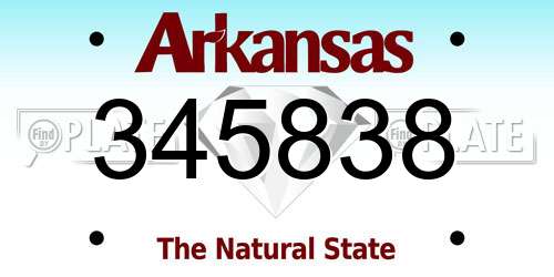 345838 Arkansas License Plate